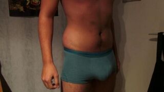 A guy came in his pants because of overexcitation, the semen flowed out