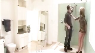 The wife had sex with the plumber while her husband was in the shower