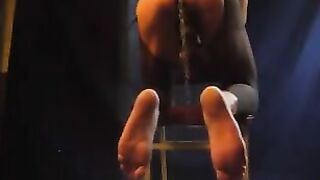 A sexy guy in pantyhose stands cancer and fucks his big cock