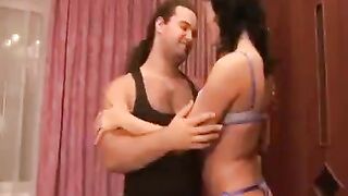Girl gymnast has sex in an unusual pose, showing her skills