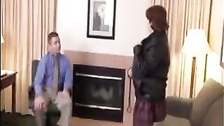 A fat woman in stockings tries to please her boss in this steamy scene