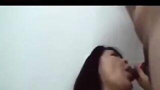 Mature Japanese man caresses his hairy pussy with his fingers and a toy