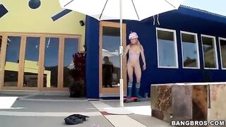 The girl has a long dick and she sucks it with pleasure in POV style