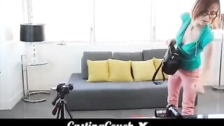 Brunette woman fucks at the casting for porn actors