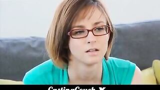 Brunette woman fucks at the casting for porn actors