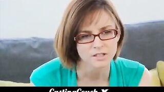 Brunette woman fucks at the casting for porn actors