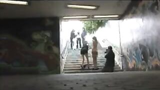 A girl got diluted and fucked in the public area