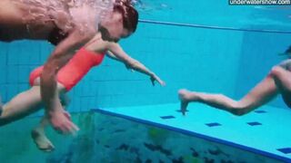 A girl was photographed naked in the pool using a hidden camera