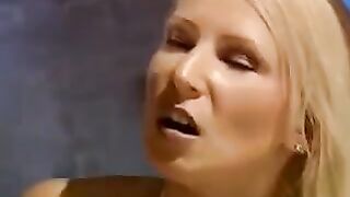 A beautiful girl is tied up and fucked by two men