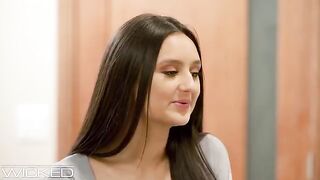 The beautiful brunette is fucking like a bitch in doggy style