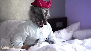 The sexy petite girl in Red Riding Hood fucked by a passionate bad wolf