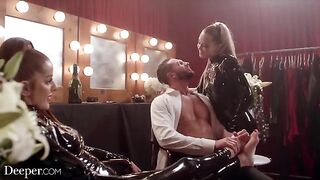 Intense threesome action with latex-clad Avery & Vanna, brought by Deeper