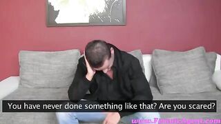 The chick forced the guy to do cunnilingus during the casting couch session