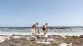 FMM threesome sex on the beach with Porn Mzhm