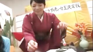 Public sex with a hairy Asian girl in hot water