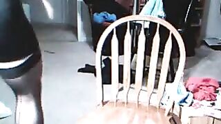 The guy got excited while dressing up in women's clothes, he couldn't resist
