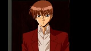 A captivating anime girl with striking eyes performs an exquisite blowjob in this scene