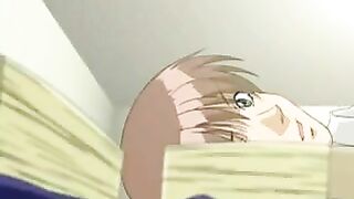 A captivating anime girl with striking eyes performs an exquisite blowjob in this scene
