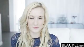 A blonde girl fingers herself with a vibrator while getting fucked by a BBC