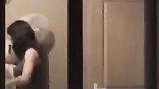 He admires to himself in the mirror, standing completely naked in front of him
