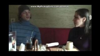 Russian beauty fucks with a black man immediately after meeting him