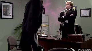 The boss fucks his secretary on the table in his office