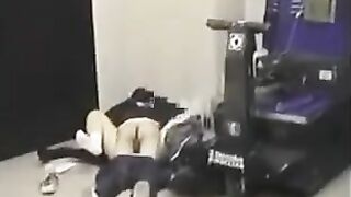 The guy lowered his pants and began to fuck her ass