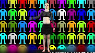 Sexy dancing blonde with shaking tits in front of the crowd