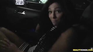 Brunette woman got a cumshot on her face after sex on the bed