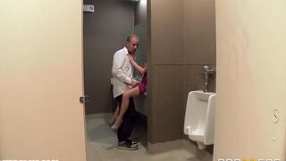 A girl has sex with her new waiter in the restaurant toilet