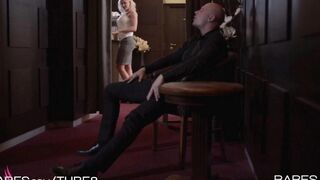 A pretty blonde demonstrates her professional skills in an intimate setting