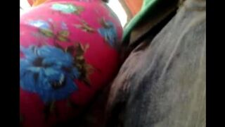 A guy rubs his dick on the riser about girls on the bus