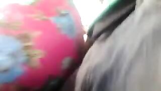 A guy rubs his dick on the riser about girls on the bus