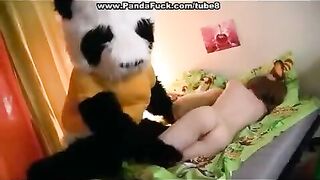 Plush Mishka got his dick smashed by a pervert mistress