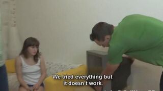 Skinny Russian teen got fucked on the couch by her stepbrother