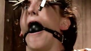 The poor girl was tied up and mocked by someone with a vibrator