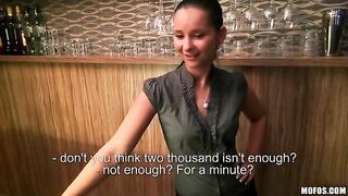 A girl is fucking with her bartender in a passionate encounter