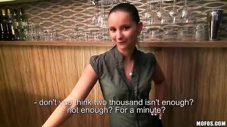 A girl is fucking with her bartender in a passionate encounter