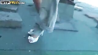 Tourist man gave his cock to be fucked by a hot girl in the mountains