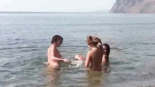 A lot of naked people on the beach, watch how they have fun!