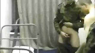 A crowd of soldiers fucked a young girl in the barracks