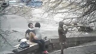The guy has been fucking on the camera in public place