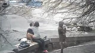 The guy has been fucking on the camera in public place