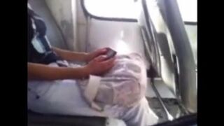 The pretty woman was watching when a man pulled out his cock and started jerking off