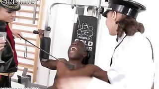A Negro man fucks two girls in a steamy threesome scene