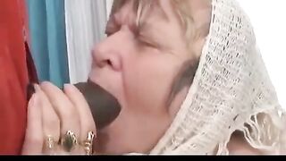 A negro guy with huge cock fucked his grandma hard