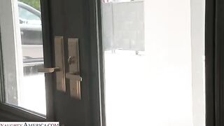 Skinny brunette takes a fat cock in her juicy ass