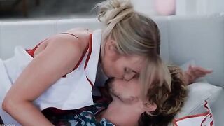 Nurses wearing stockings squirted hot cum after giving a blowjob