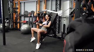 A girl was having fun with a friend, getting sweaty together
