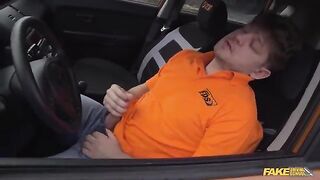 A hot girl calmed down after a road rage incident with a rough fuck
